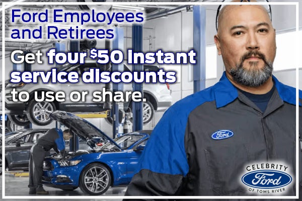 Ford Employees and Retirees - Get four $50 instant service discounts to use or share.*