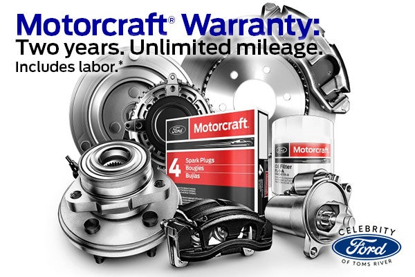 Motorcraft® Warranty: Two years. Unlimited mileage. Includes labor.*